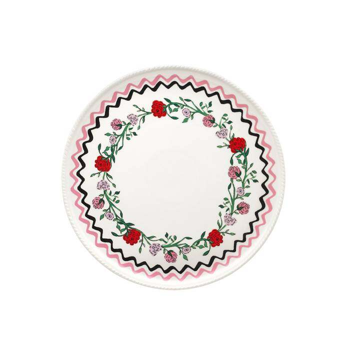 Round Platter Rose Garland Platter Pink