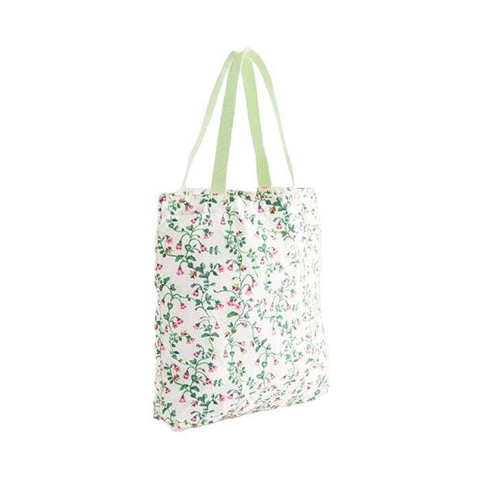 Foldaway Tote Twin Flowers Ecru