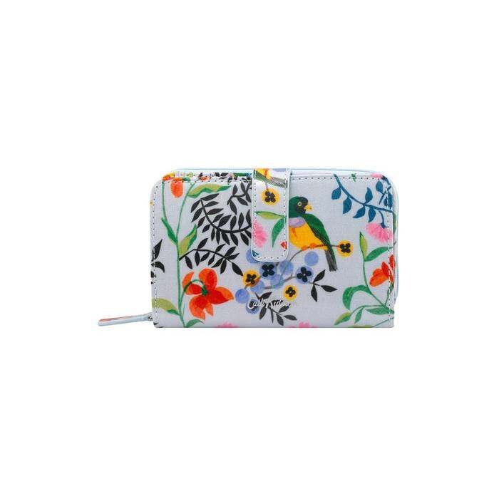 Folded Zip Wallet Paper Birds Blue