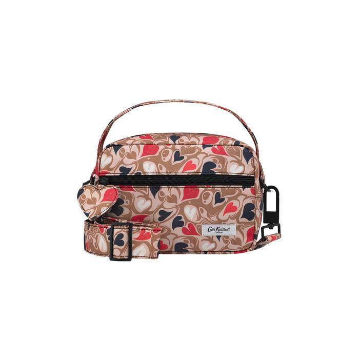Recycled Rose Mini Cross Body Marble Hearts Brown