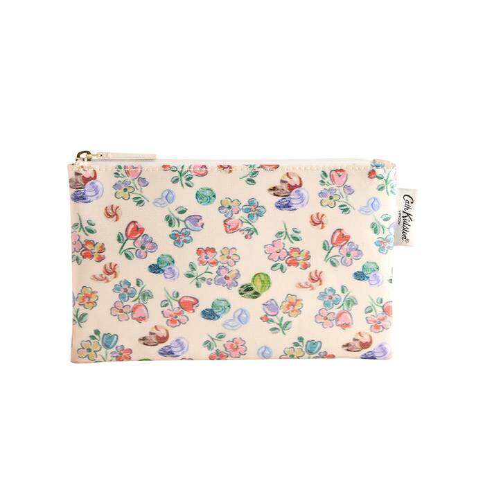 Female Zip Purse Marble Ditsy Ecru 1