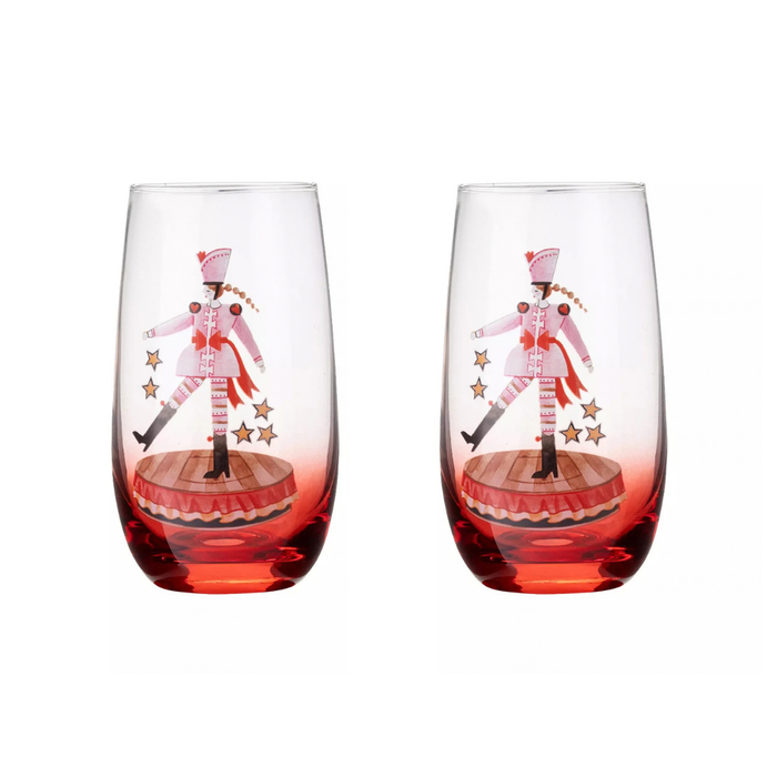 Multi-Color Set of 2 Hiball Glasses Nutcracker