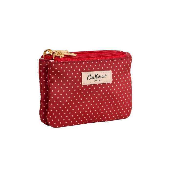 Female Double Zip Purse Spot Print Red