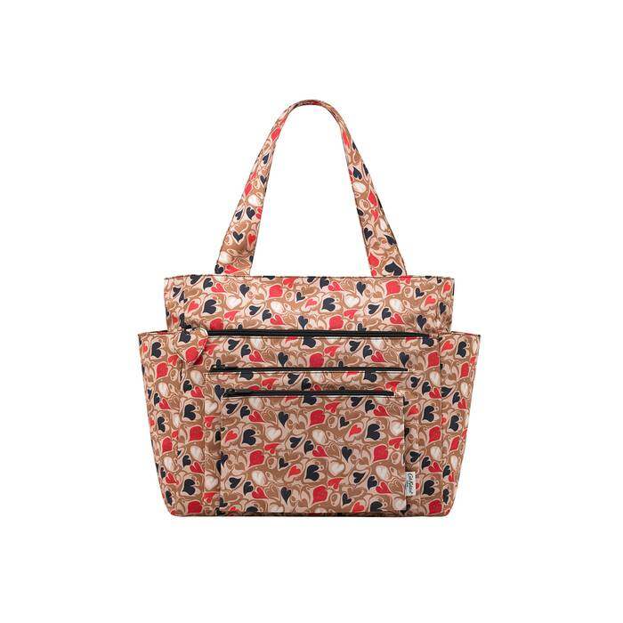 Recycled Rose Large WFH Tote Marble Hearts Brown