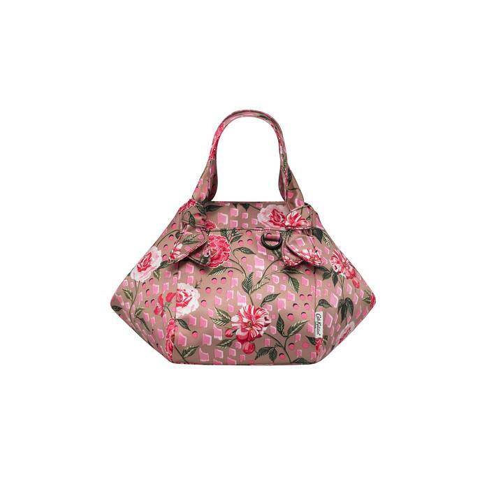 Recycled Satin Grab Bucket Bag Tea Rose Camel