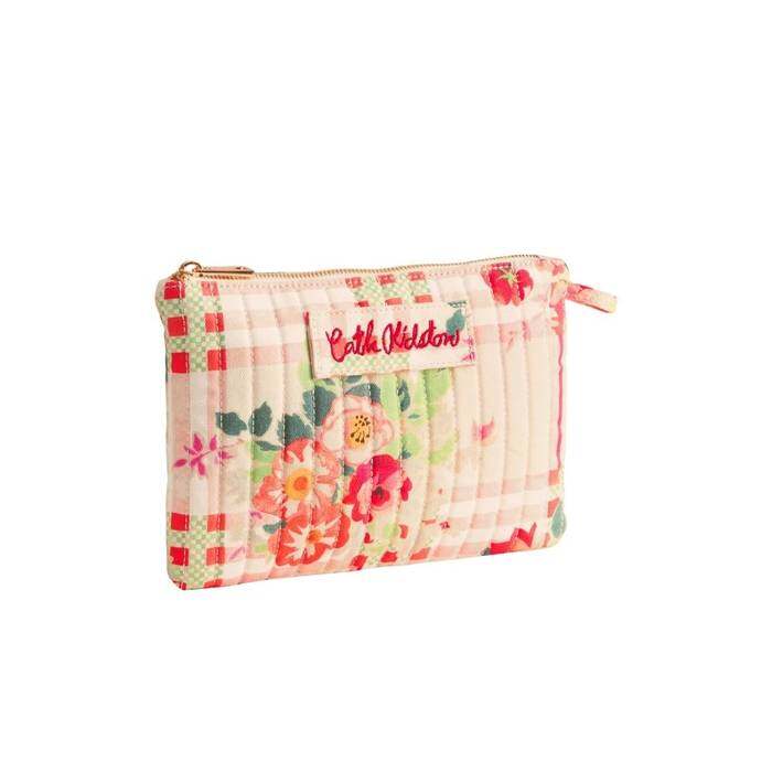 Female Quilted Pouch Archive Floral Check Cream