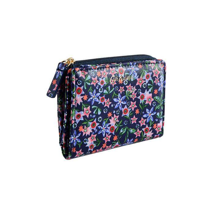 Female Slim Pocket Purse Raindrops Navy