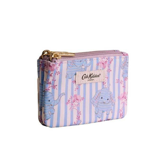 Female Double Zip Purse Nana the Elephant Blue