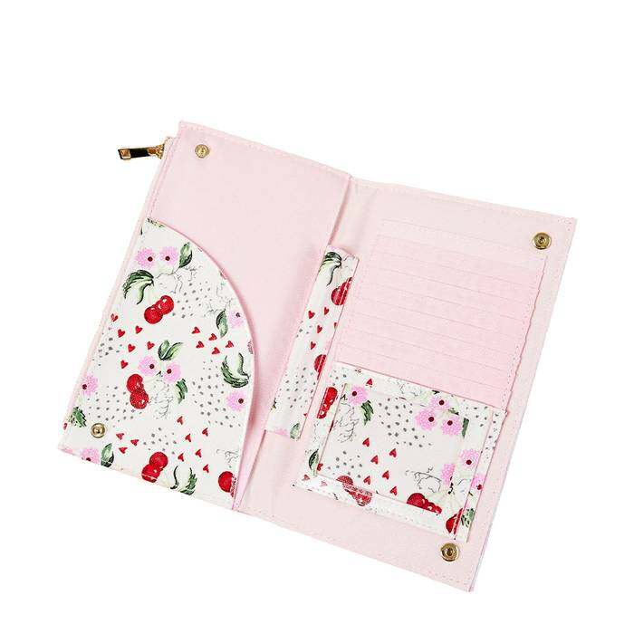 Female Travel Wallet Cherry Stripe Pink 1