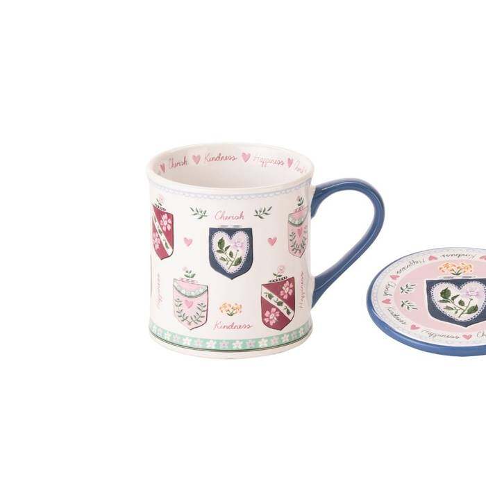 Set Mug & Coaster Butterfly & Sentiment Gifting Multi-color 1