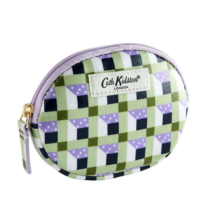 Female Oval Coin Purse Cath Check Green