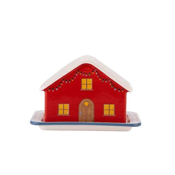 Butter Dish Christmas House Multi-color