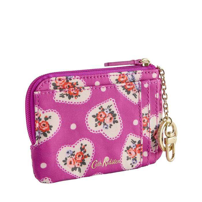 Female Card & Coin Purse Lace Hearts Pink