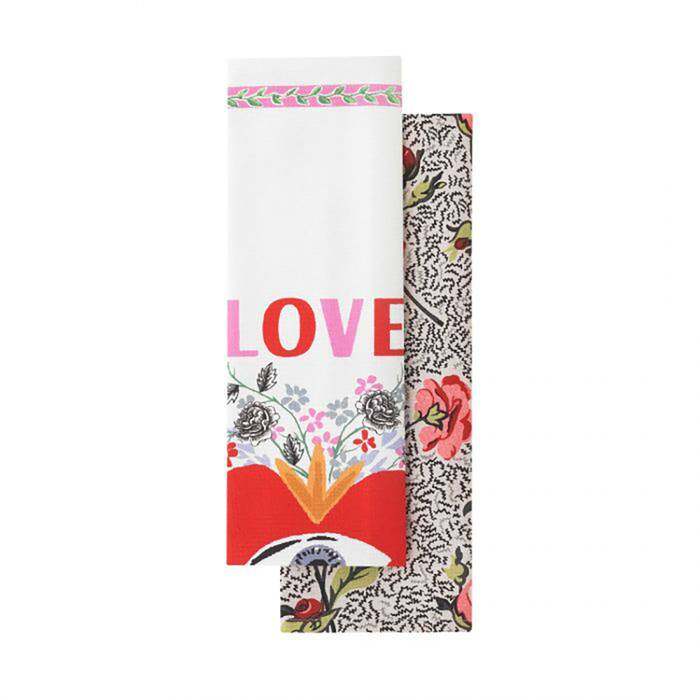 Cream Set of 2 Tea Towels  Floral Disco
