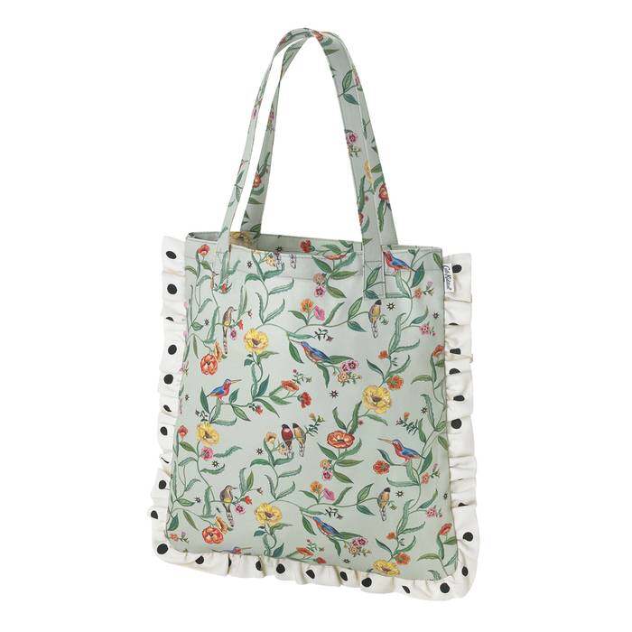Frill Tote Summer Birds Green 1