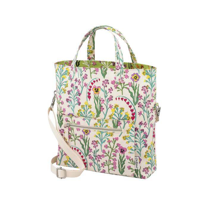 Reversible Cross Body Paper Pansies Cream