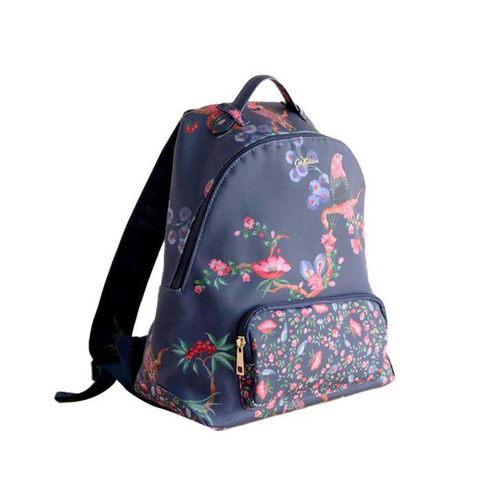 Female Curve Backpack Birds Navy