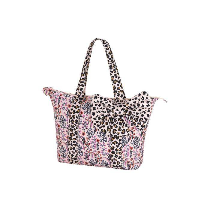 Bow Slouch Tote Paper Pansies Small Peach