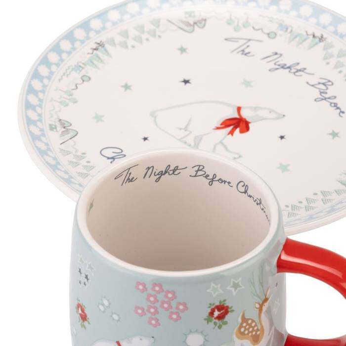 Set Mini Billie Mug & Plate Christmas Eve Blue 1