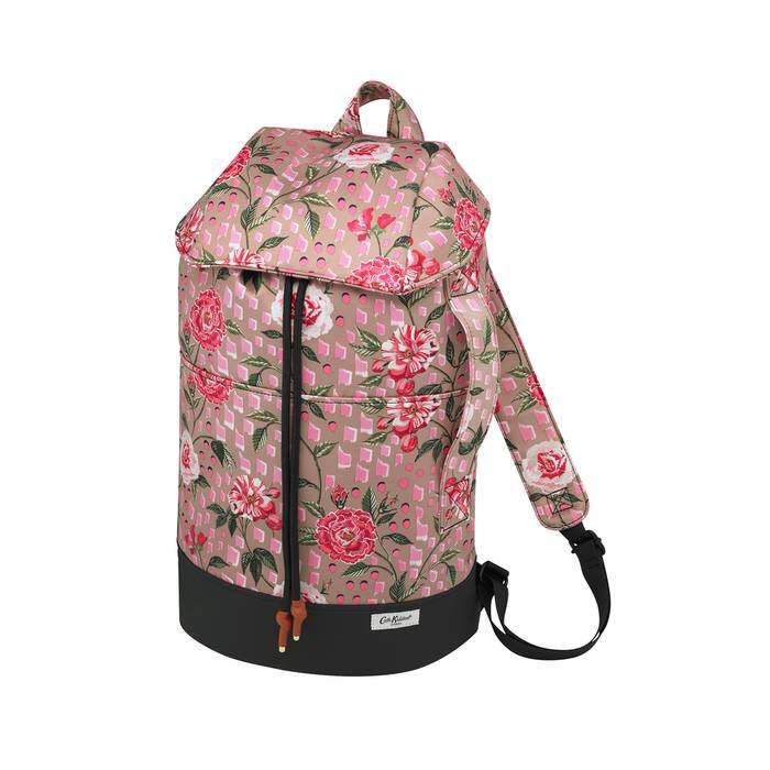 Recycled Satin Duffle Backpack Tea Rose Camel 1