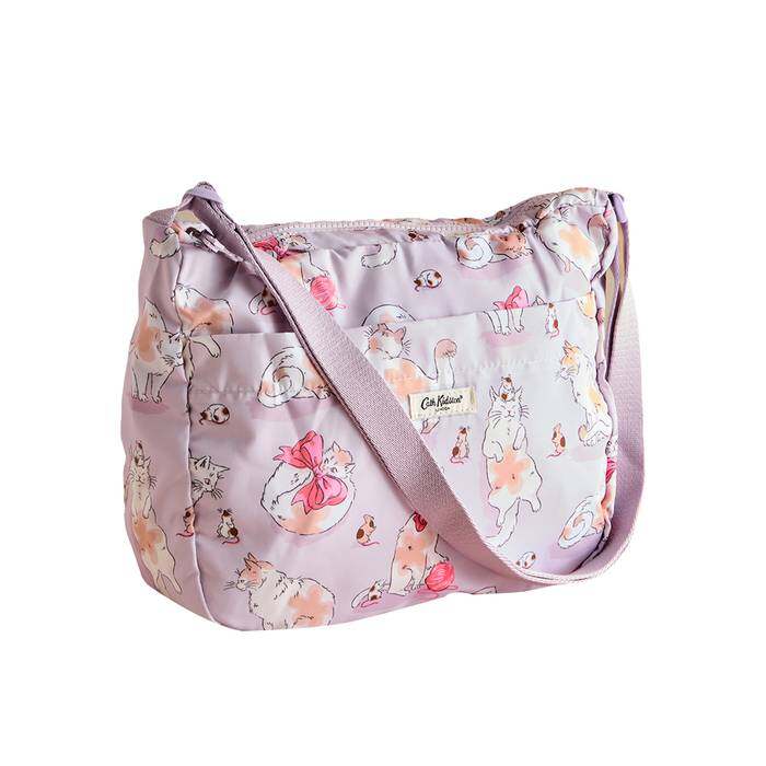 Female Foldaway Crossbody Cats & Mouse Pink