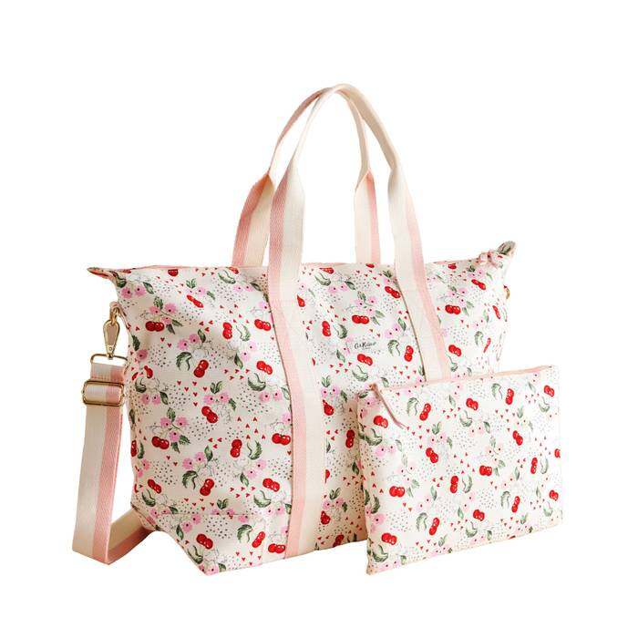 Female Overnight Bag Cherry Bunches Ecru