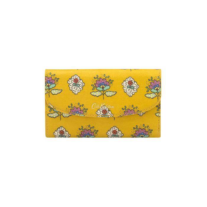 Foldover Wallet Stamp Paisley Mustard