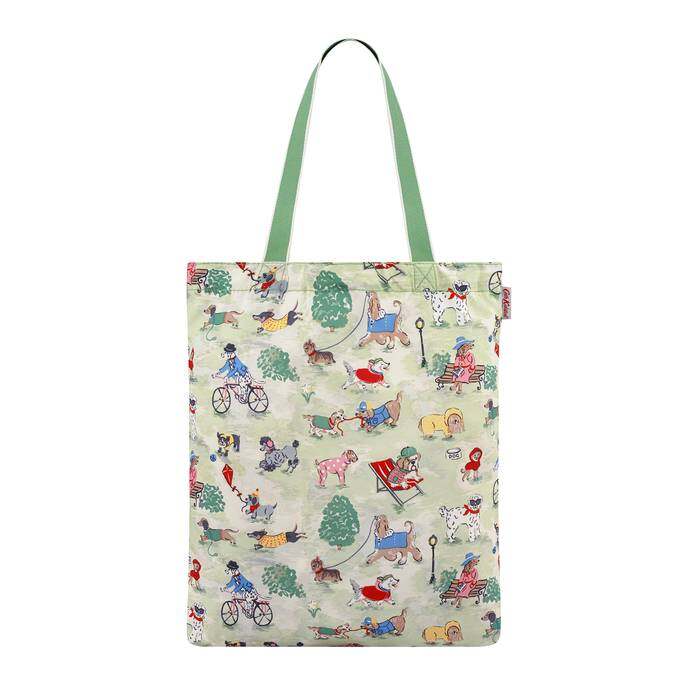 Small Foldaway Tote Park Dogs Green