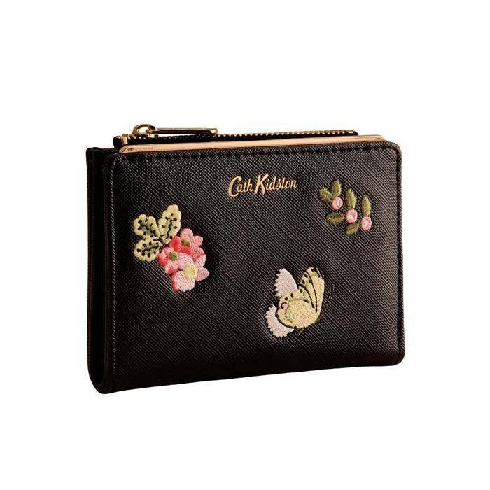 Female Fold Zip Wallet Butterfly Dance Black