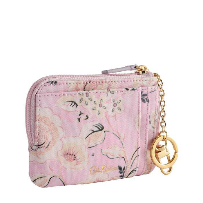 Female Card & Coin Purse Decorated Floral Pink