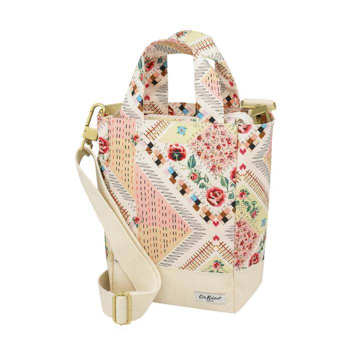 Organic Cotton Small Tote Patchwork Cream/Pink 1