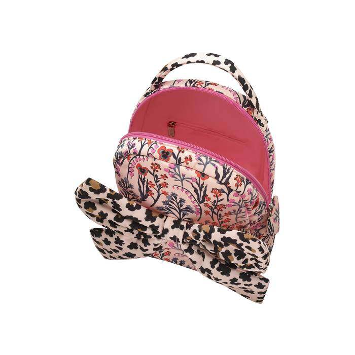 Kids Heart Bow Backpack Paper Pansies Small Peach 1