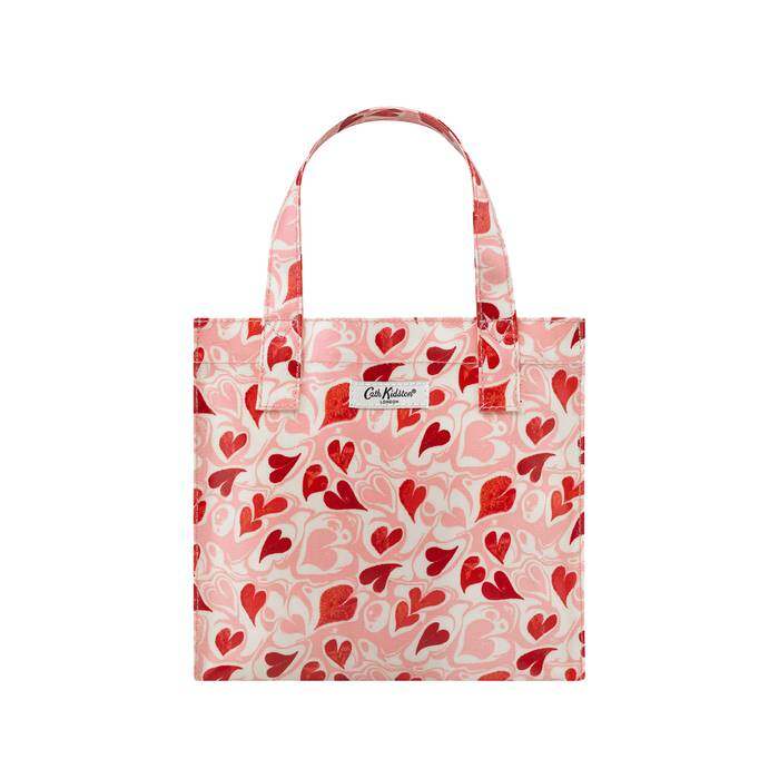 Small Bookbag Marble Hearts Pink
