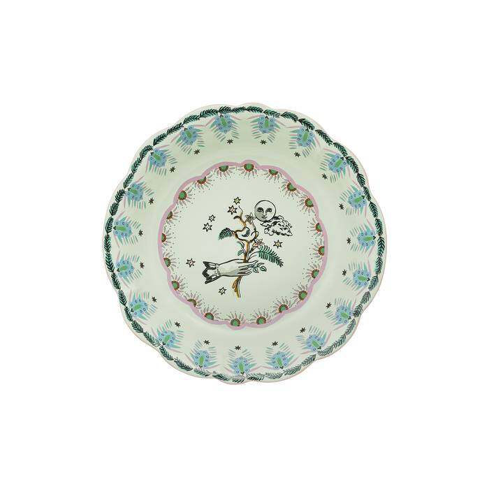 Celestial Large Scallop Serving Bowl Pink/Mint