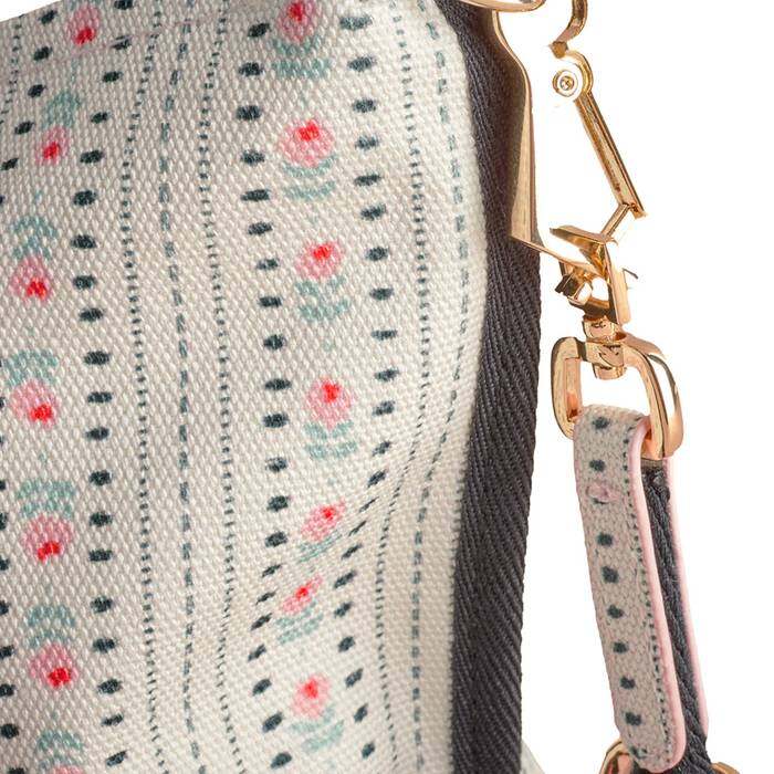 Female Trapezium Crossbody Rose Ticking stripe Ecru 1
