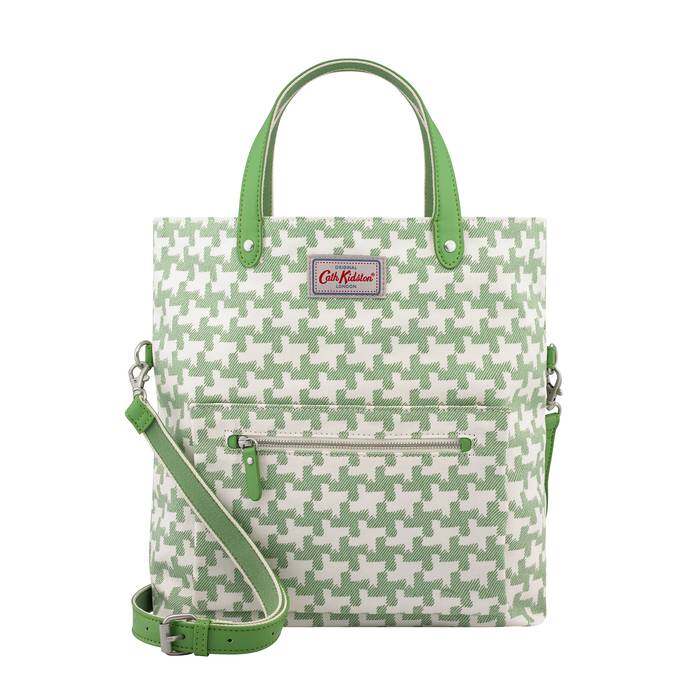 Reversible Cross Body Houndstooth Cream Green