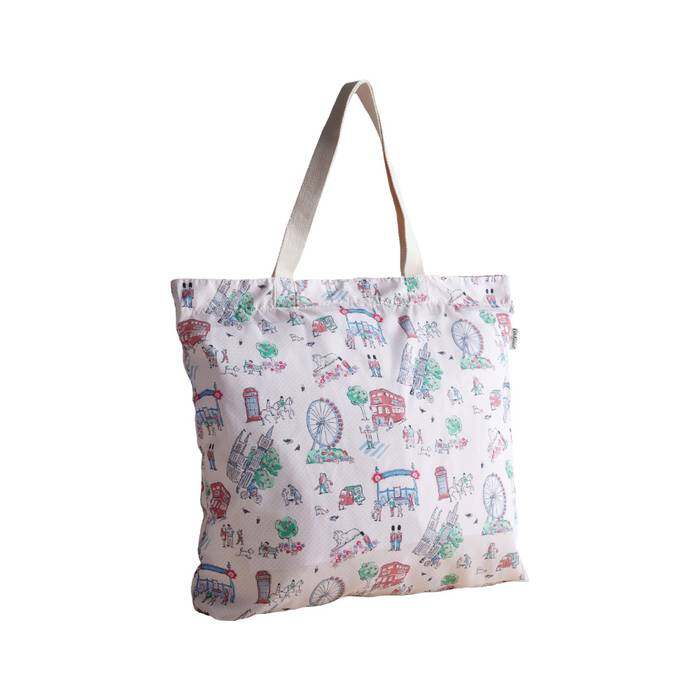 Female Large Foldaway Tote Lovely London Ecru