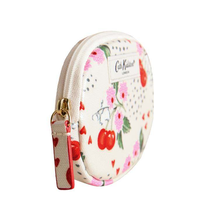 Female Oval Coin Purse Cherry Bunches Ecru 1