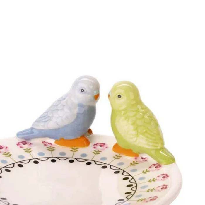 Budgie Shallow Dish Painted Table Multi-color 1