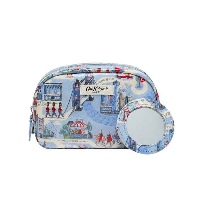 Female Make up Bag with Mirror London Town Blue