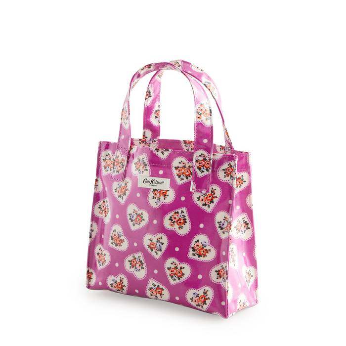 Female Small Bookbag Lace Hearts Pink