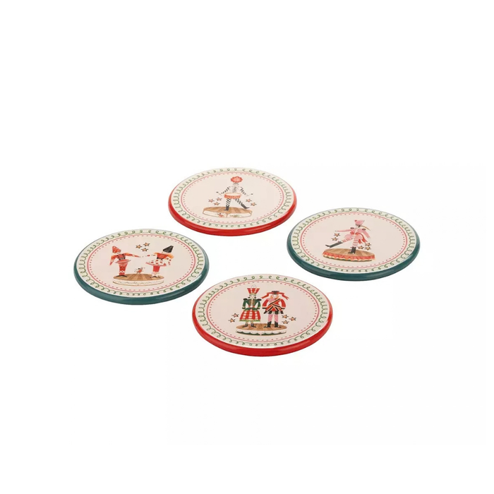 Multi-Color Set of 4 Coaster Set Nutcracker