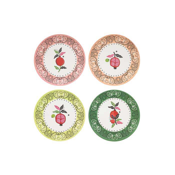 Set of 4 Side Plates Bandana Pink