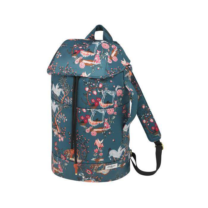 Recycled Satin Duffle Backpack Painted Kingdom  Teal 1