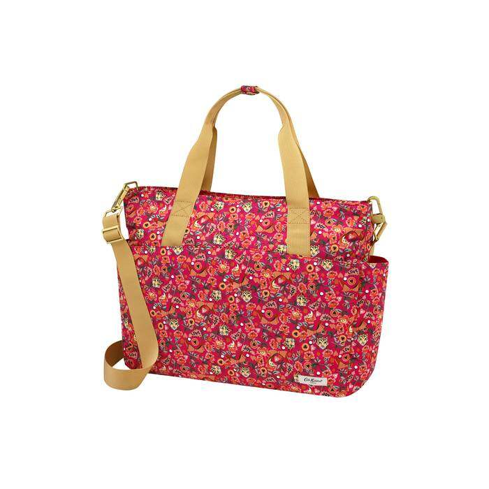 Pinball Ditsy Recycled Rose Tote Nappy Changing Bag Pink/Orange 1