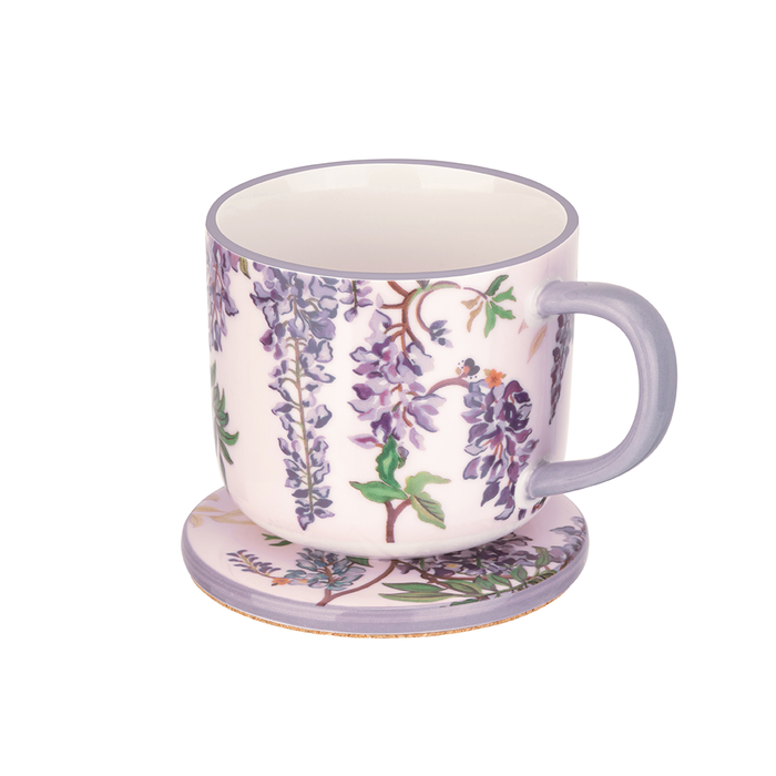 Multi WISTERIA CERAMIC MUG & COASTER SET Wisteria