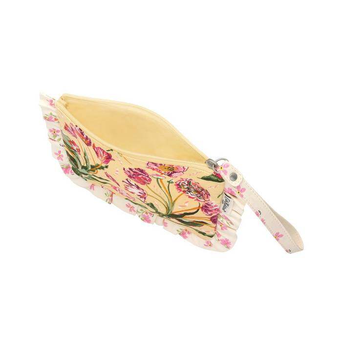 Frill Wristlet Pouch Floral Fancy Green 1