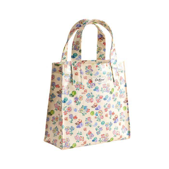 Female Small Bookbag Marble Ditsy Ecru