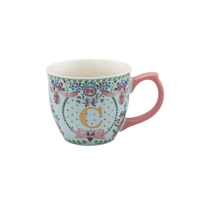 Emily Fine China Alphabet Mug C Lillies Posey Cream