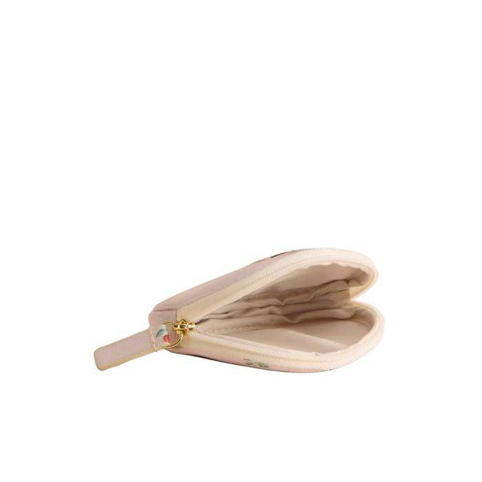 Female Oval Coin Purse Button Block Floral Cream 1